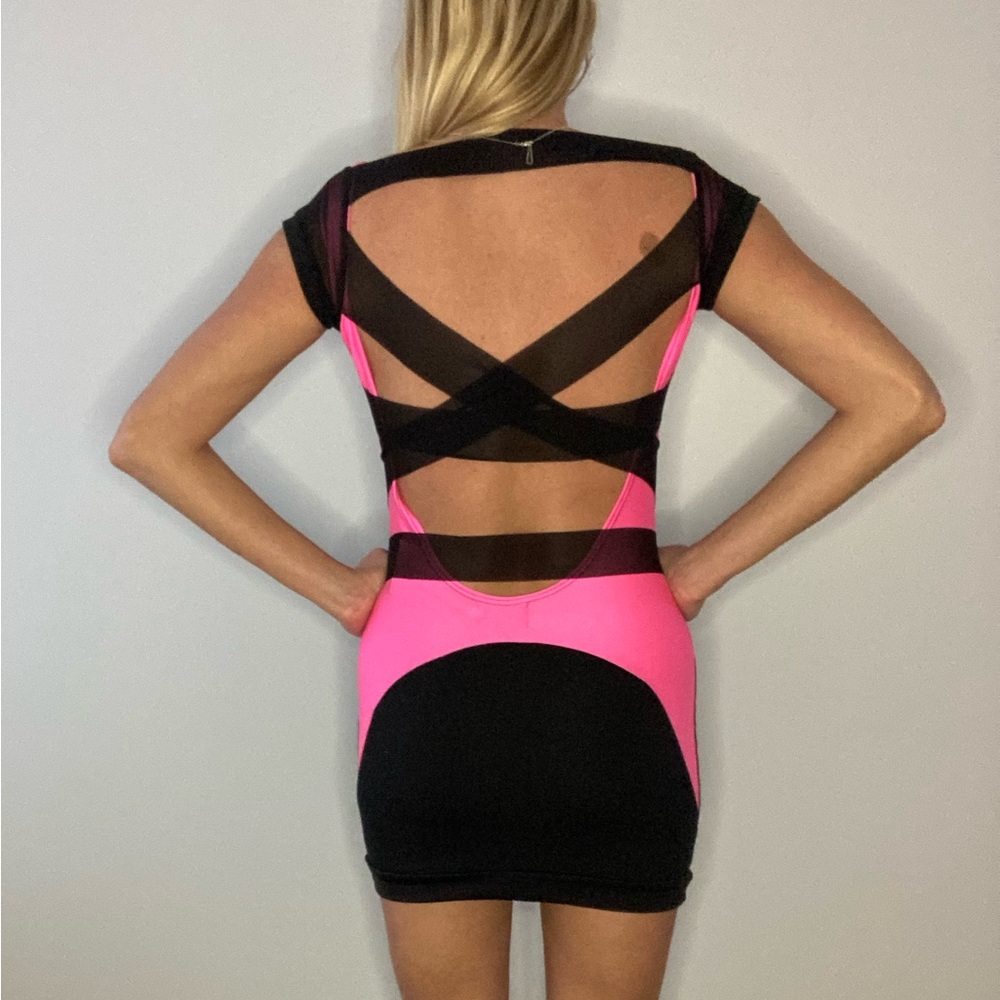 Sexy club dress size 10 black and pink